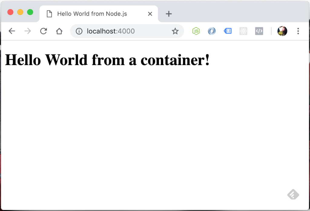 Imagen nodejs-webapp descargada de Docker Hub y ejecutada en Mac