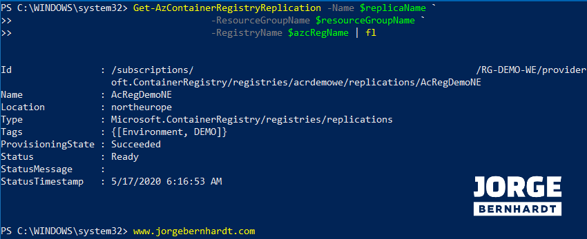 Get-AzContainerRegistryReplication