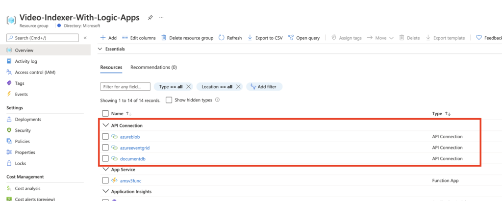 API connections de una Azure Logic App